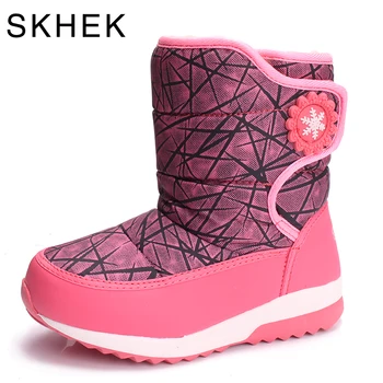 

SKHEK Brand Kids Boots Winter Children Boots Thick Warm Shoes wool Girls Boys Snow Boots For Kids Shoes Black Red 1739