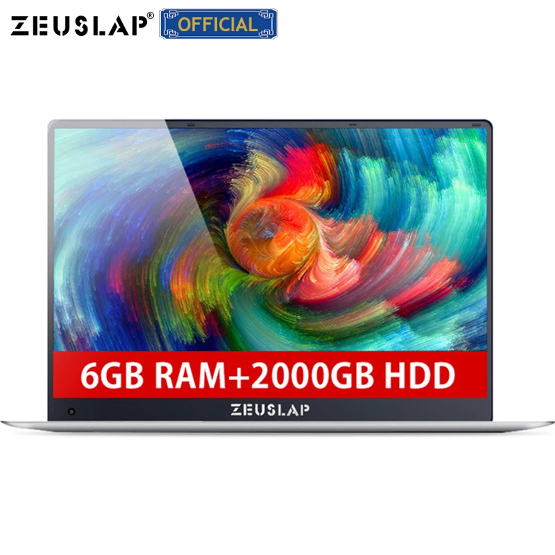 ZEUSLAP 6GB Ram+2TB HDD 15.6inch 1080P IPS Screen Intel Apollo Lake Quad Core CPU Windows 10 System Laptop Notebook Computer