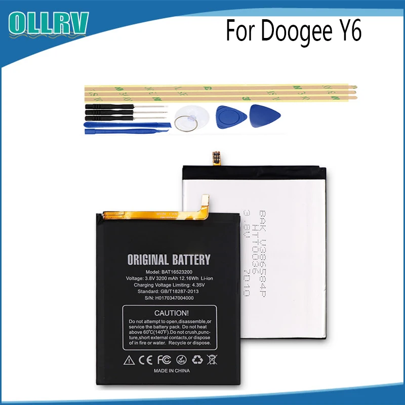 OLRRV 3200mAh For Doogee Y6 Extreme Replacement Battery Bateria Batterie Mobile Phone Batteries+Tools | Мобильные телефоны и