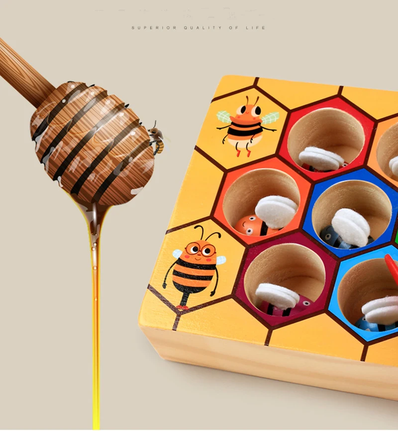 Монтессори развивающие индустриальные маленькие пчелки Детские деревянные игрушки для детей интерактивный улей Игра настольная забавная игрушка подарок