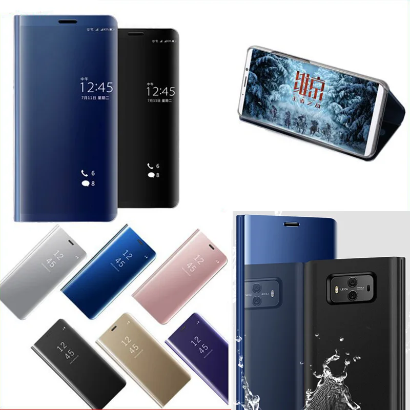 Honor 8 9 10 lite Flip Stand case For Huawei P Smart Case Mate Pro P20 P10 P9 P8 Plus 2017 Clear Mirror view Cases |
