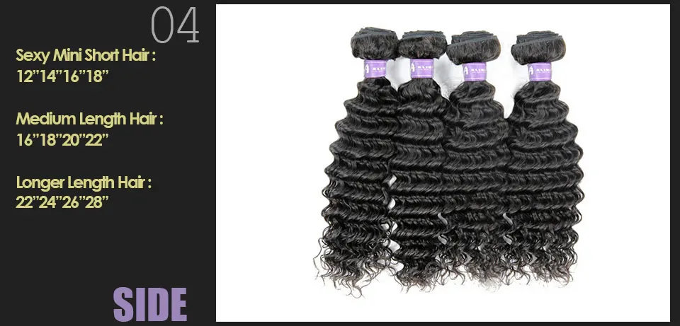 Brazilian Deep Wave Human Hair Weave 4 Bundles Deal 100% Human Hair Weft Extensions Hair Weaving Bundles Alimice Non Remy Hair (8)