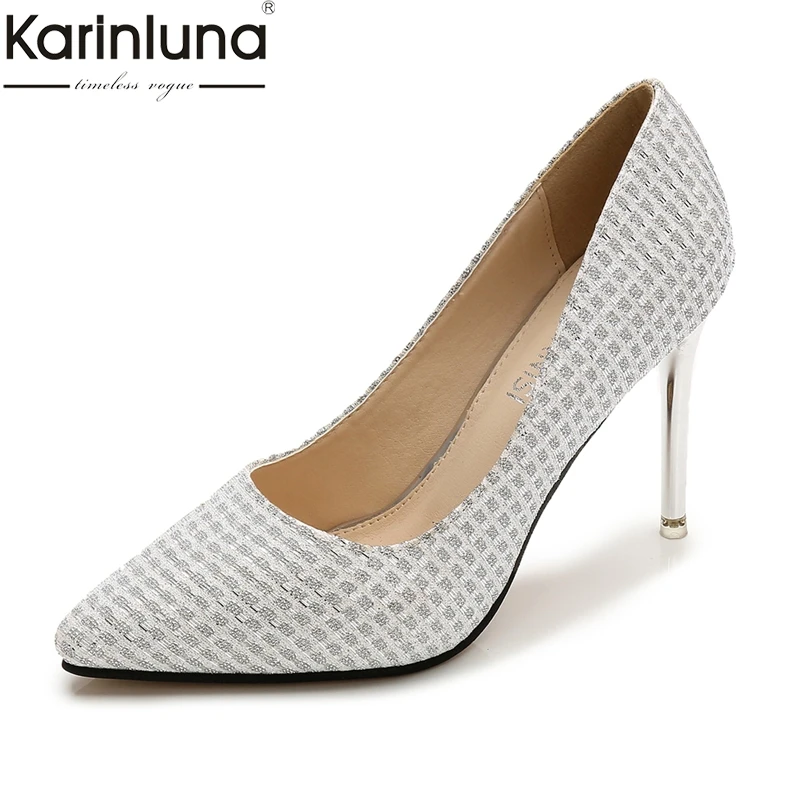 

Karinluna Elegant Plus Size 44 Classic 10cm High Heels Pointed Toe Shoes Woman Lady Sexy Thin Heeled Party Women Shoes Pumps