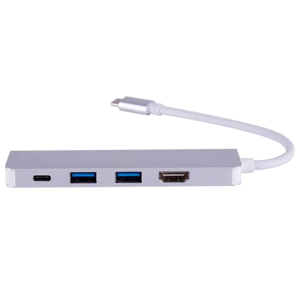 Kinganda usb-хаб высокое качество usb-хаб 4 in1 Тип C USB 3,0 к Тип C HDMI 2xusb 3,0 Hub адаптер для Macbook серебро#30 L0405