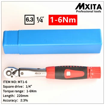 

1/4" 1-25Nm MXITA with window 3% industrial grade Preset torque wrench car spanner Ratchet Wrench Suit For Repairing Bicycle