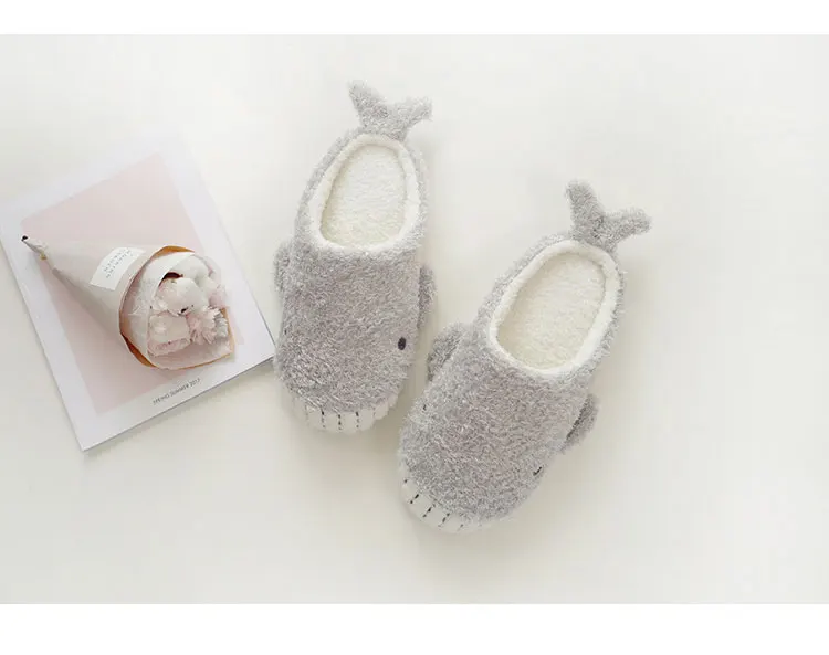 2018 Autumn And Winter Soft Fangs Small Whale Soft Bottom Non-Slip Indoor Home Warm Cotton Slippers Slippers For WomenM8G69 (4)