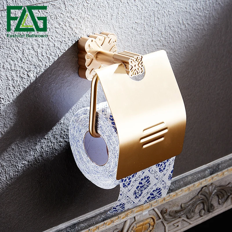 FLG Gold Wall Mounted Toilet Paper Holder With Shelf New Design