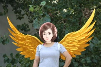 

Costumed beautiful Gold angel feather wings for wedding Photography Display Party wedding decorations Golden angel wing