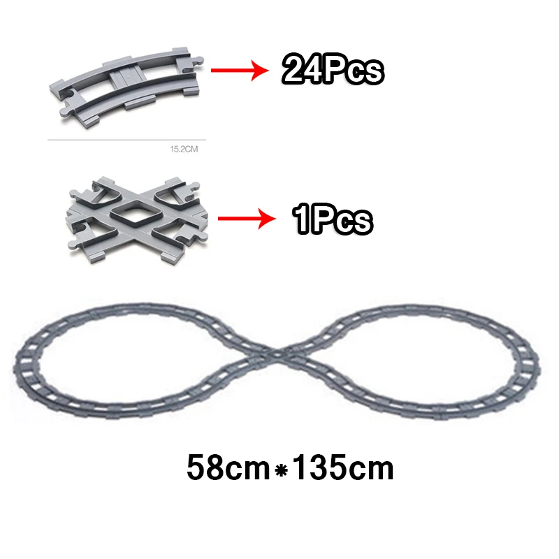 DIY строительные блоки Duploe поезд трек аксессуары железнодорожные точки изогнутый кроссовер мост части кирпичные игрушки для детей подарок для детей