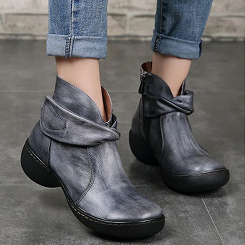 

Autumn and winter new leather women's shoes original handmade national wind Martin women's boots leather women's boots