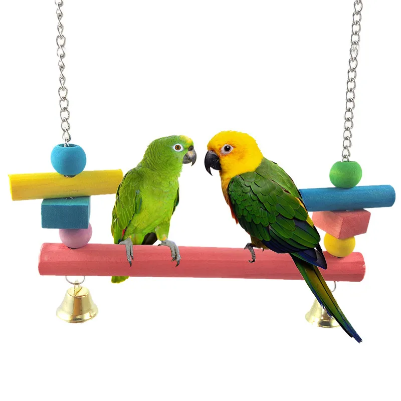 Misterolina Cockatiel Parrot Toys Wooden Bird Swing With Hanging Bell