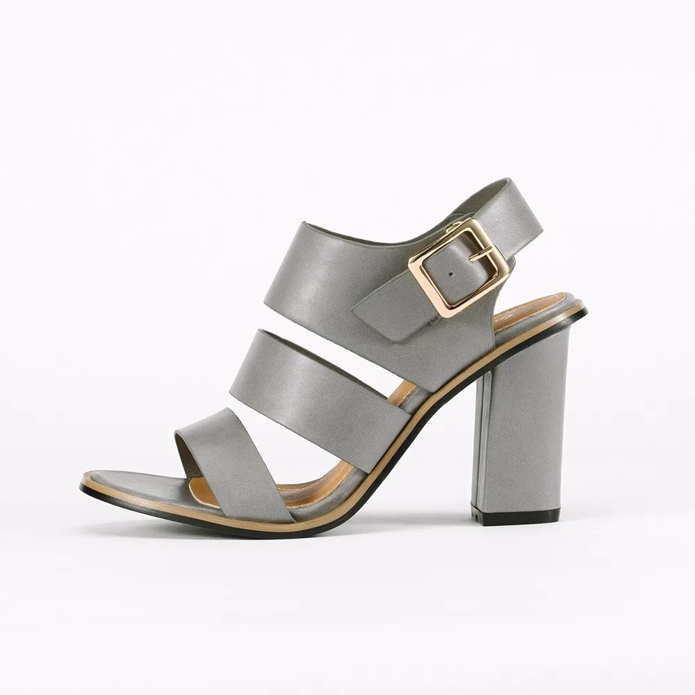 

ElisabetTang Women Sandals Gladiator Buckle Strap Sandals for Women Chunky Heels Summer Shoes Ladies Block Heels Sandals Gray