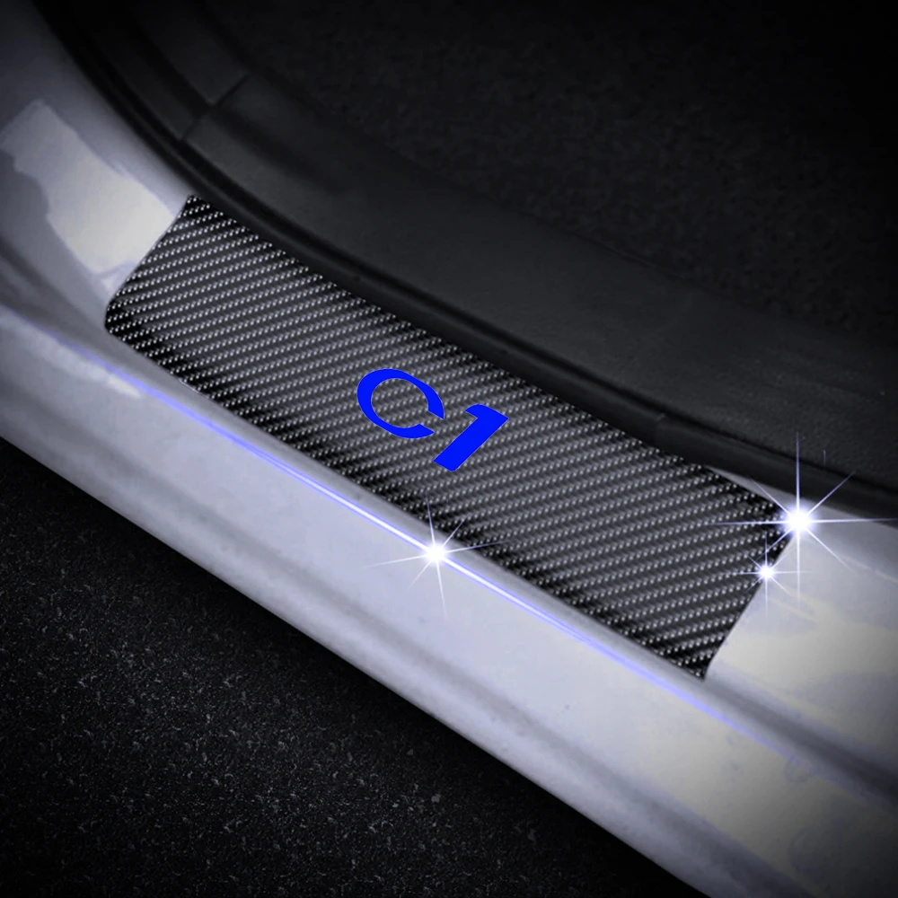Виниловые наклейки из углеродного волокна для Citroen C1 4D, Накладка на порог автомобиля, автомобильные аксессуары, защита для двери, накладки для автомобиля - Название цвета: Blue