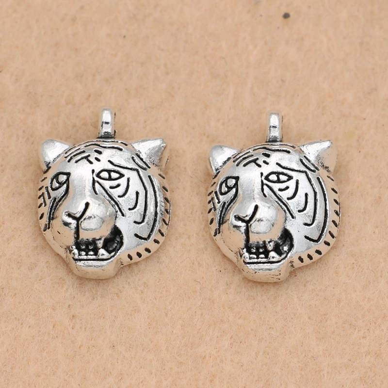 10pcs Antique Silver Plated Tiger Charms Pendants Jewelry DIY Jewelry