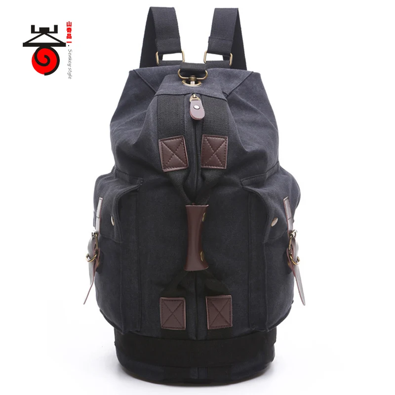 

2017 Senkey style Multifunctional Men Bags Bucket Canvas Backpack Large capacity shoulder bag Laptop Rucksack Travel School Bags