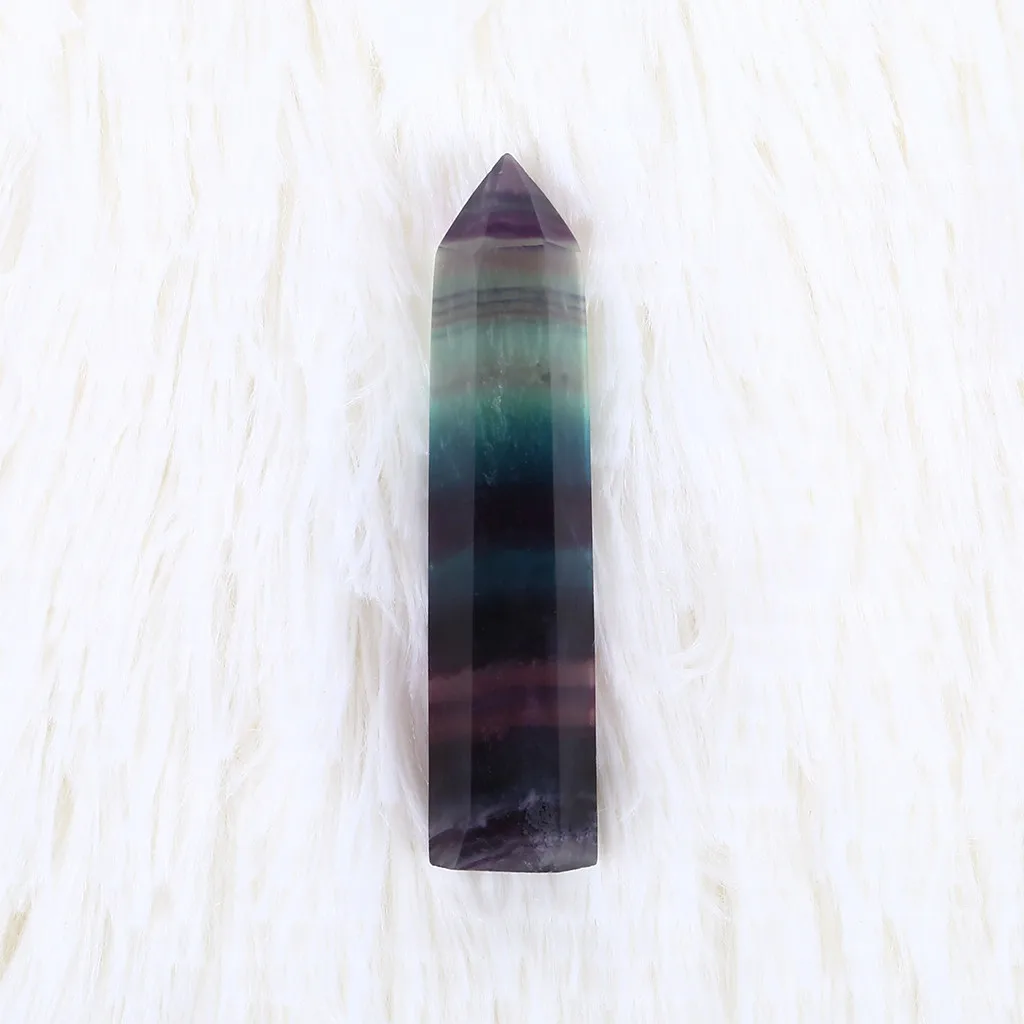 Натуральная флюоритовая, Хрустальная, цветная полоска, флюоритовый кварц, кристаллический камень, точечный лечебный шестигранный камень
