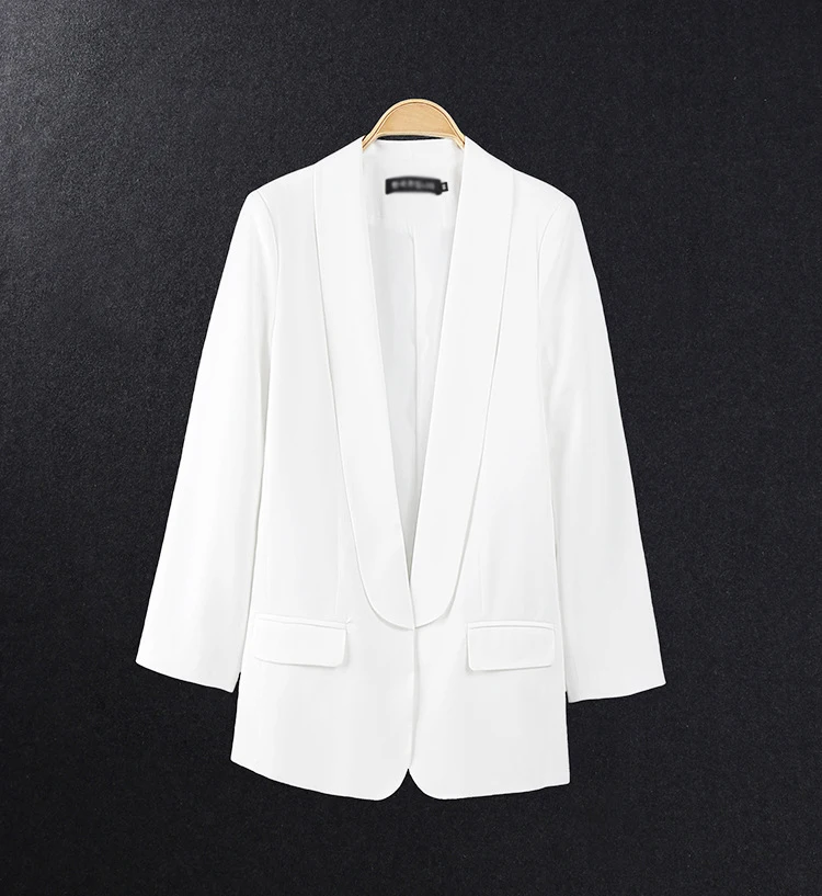 

High quality 2018 new fashion white green collar loose loose buckle long sleeve casual temperament commuter woman blazer jacket