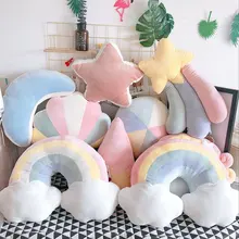 Nuvem – oreiller couleur bonbon, Nuage, étoile, lune, arc-en-ciel, décoration de canapé de maison, coussin en peluche, Nuage, qualité Super douce