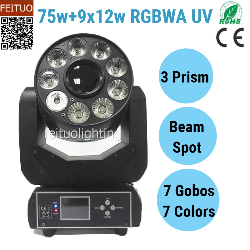 

Spot Led moving head Gobo Light 9*12w RGBWA UV 6IN1 LED Moving Head Spot Light Lyre Wash Lumiere Moving Head Stage dj Light