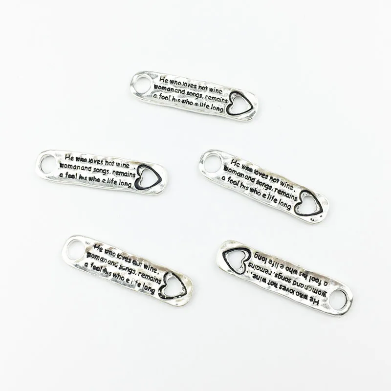 

10pcs Tibetan Silver Letter Strip Charms Connectors Pendants for Necklace Bracelets Jewelry Making DIY Handmade 9*37mm YZ362