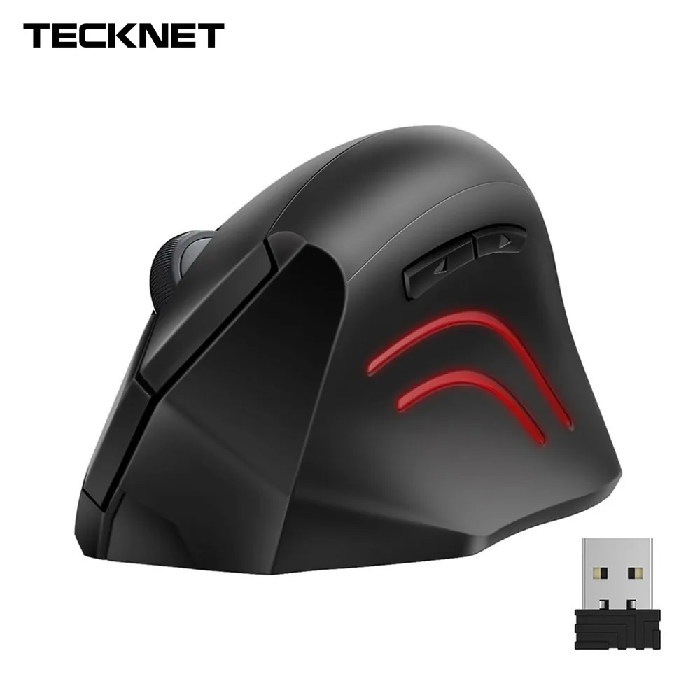 

TeckNet Wireless Mouse 2.4GHz Nano Vertical Ergonomic Optical Mouse 3 Adjustable Levels 2000/1500/1000DPI 6 Buttons PC Computer