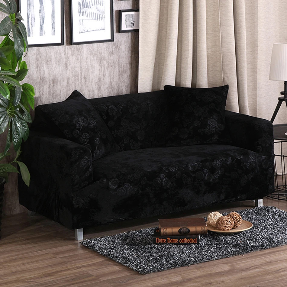 Black Stretch Furniture Covers 100 Polyester Couch Sofa Slipcovers for