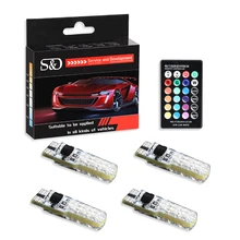 4 adet T10 W5W LED araba işıkları LED ampuller uzaktan kumanda ile RGB 194 168 501 Led stroboskop lambası okuma lambaları beyaz kırmızı Amber 12V