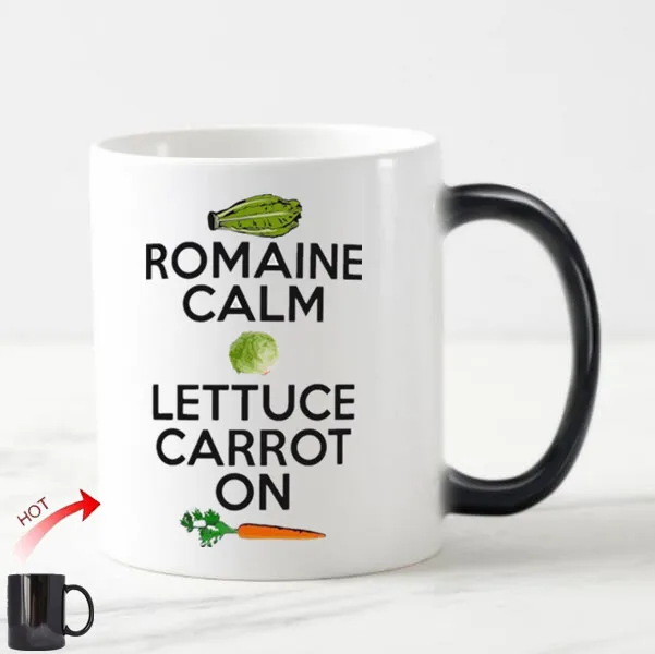 Милые забавные веган кофейная кружка чашка для чая новинка Romain Calm салат морковь