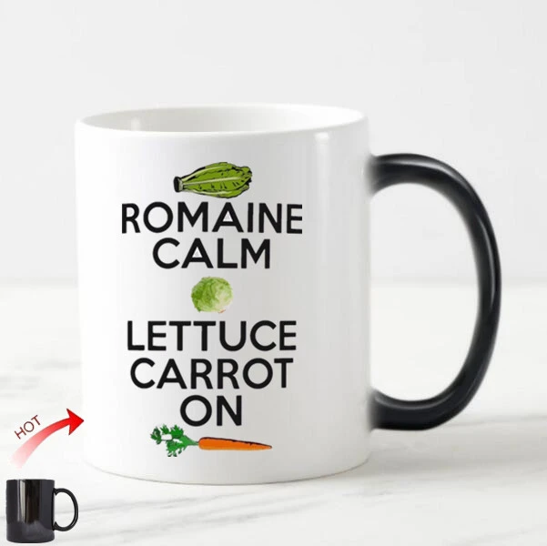 Cute Funny Vegan Coffee Mug Tea Cup Novelty Romain Calm Lettuce Carrot On  Keep Calm Vegan Gifts Color Change Cooking Vegetarian - Mugs - AliExpress