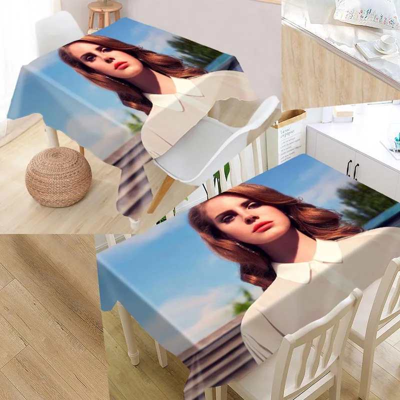 

Lana Del Rey Custom Table Cloth Oxford Print Rectangular Waterproof Oilproof Table Cover Square Wedding Tablecloth P~