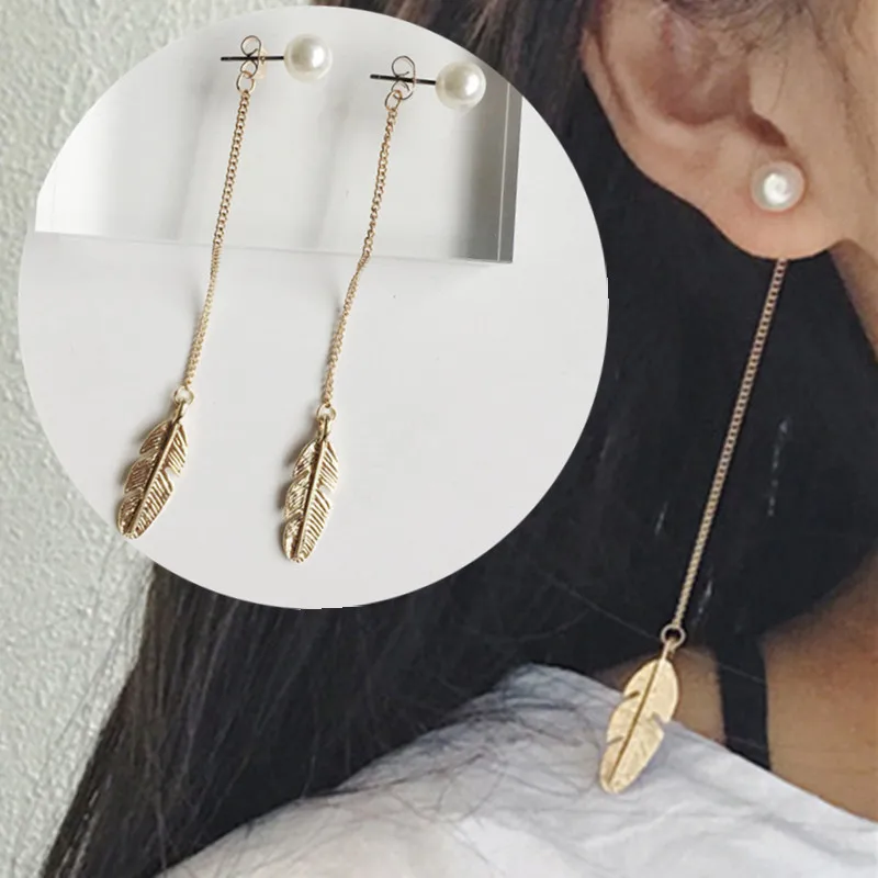 Женские длинные висячие серьги Boucle D'oreille вечерние подвески с имитацией жемчуга