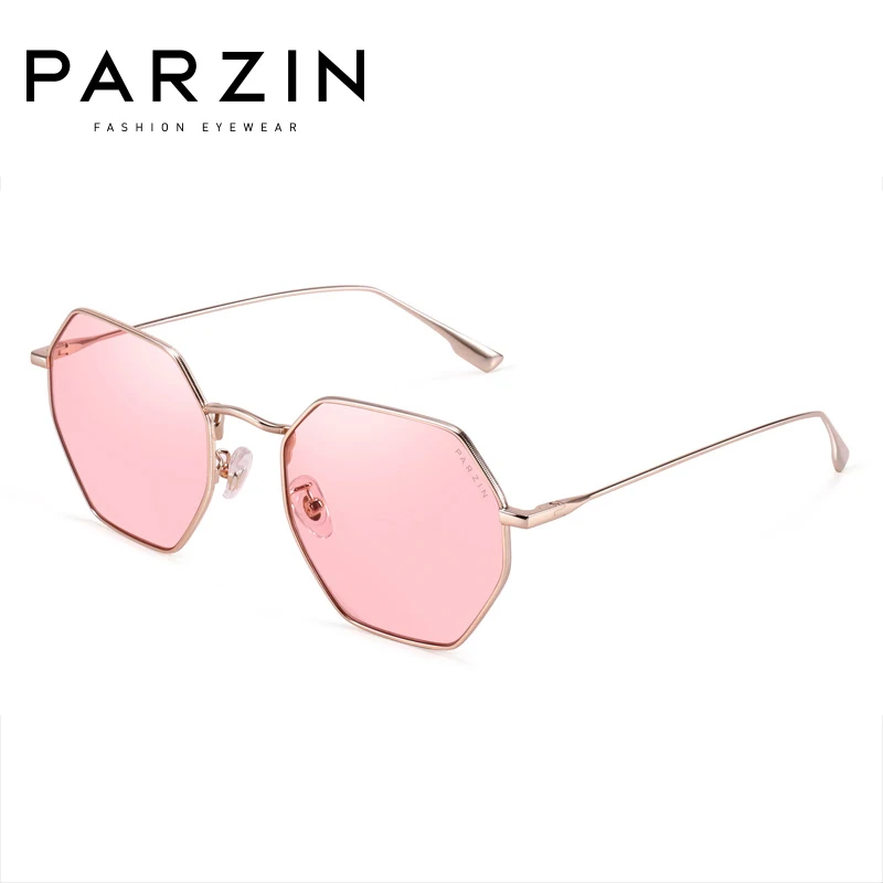 Женские модели моделей металлический каркас солнцезащитные очки PARZIN, высокое качество нейлона светлые очки цвета линзы тенденция многоугольник мода - Цвет линз: Pink