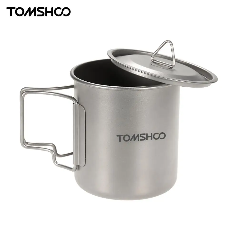 

TOMSHOO Titanium Cup Camping Tableware 300/400/420ml Titanium Mug Picnic Heat-Resistant Water Cup with Bag Outdoor Cookware Tool