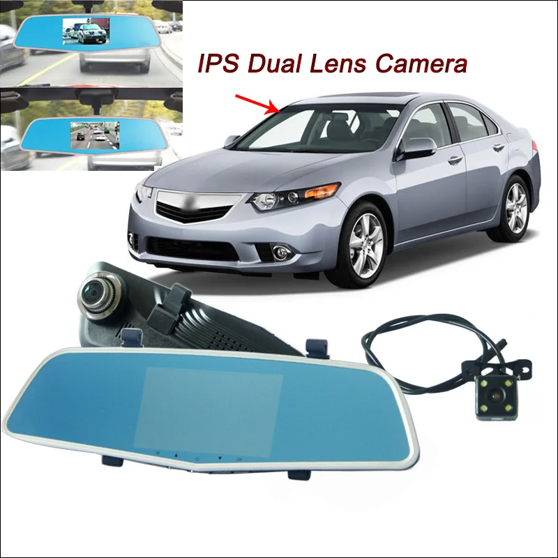 

BigBigRoad For Acura tsx mdx rdx rsx tl rl Car DVR With Two Cameras Rearview mirror video recorder Dual Lens 5 inch IPS Screen