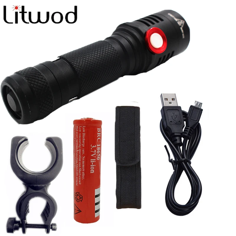 Litwod z30805 Torch Led Flashlight Stepless Dimming 5000LM XM-L L2 Torch Switch ON/OFF Battery Charger Cover Bike Holder Litwod z30805 Torch Led Flashlight Stepless Dimming 5000LM XM-L L2 Torch Switch ON/OFF Battery Charger Cover Bike Holder