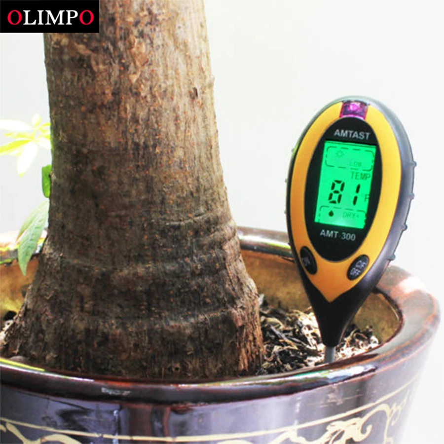 

ollimpo 20pcs/lot 4 In1 Soil Ph Meter LCD Temperature Solar Moisture PH Garden Soil Tester Professional Plant Survey Instrument