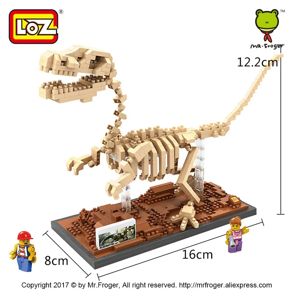 Pаспродажа LOZ алмазные блоки T Rex динозавр Fossil череп модель животного набор игрушек Мини блоки динозавр LOZ кирпич создатель тираннозавр