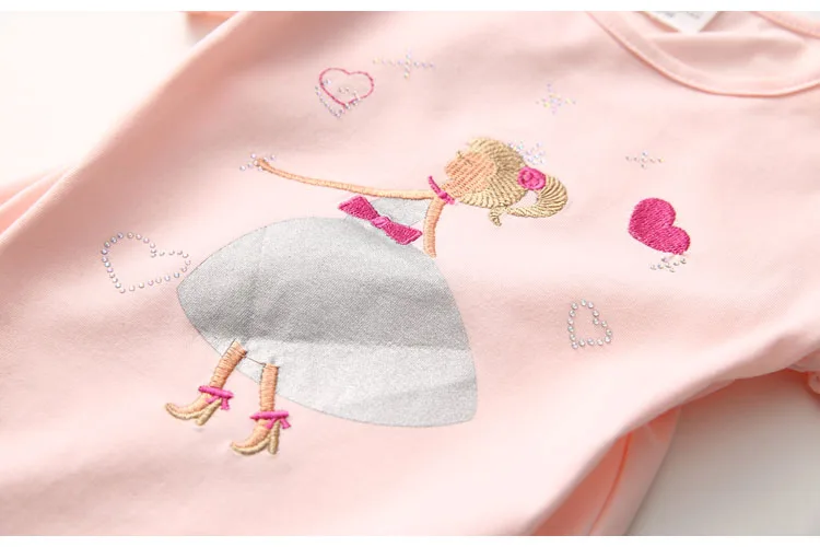 Girls Clothes 2018 Summer 100% Cotton Yellow Pink Solid Color Bow Heart Embroidery Princess Short Sleeve O-Neck Girl T-Shirt (7)