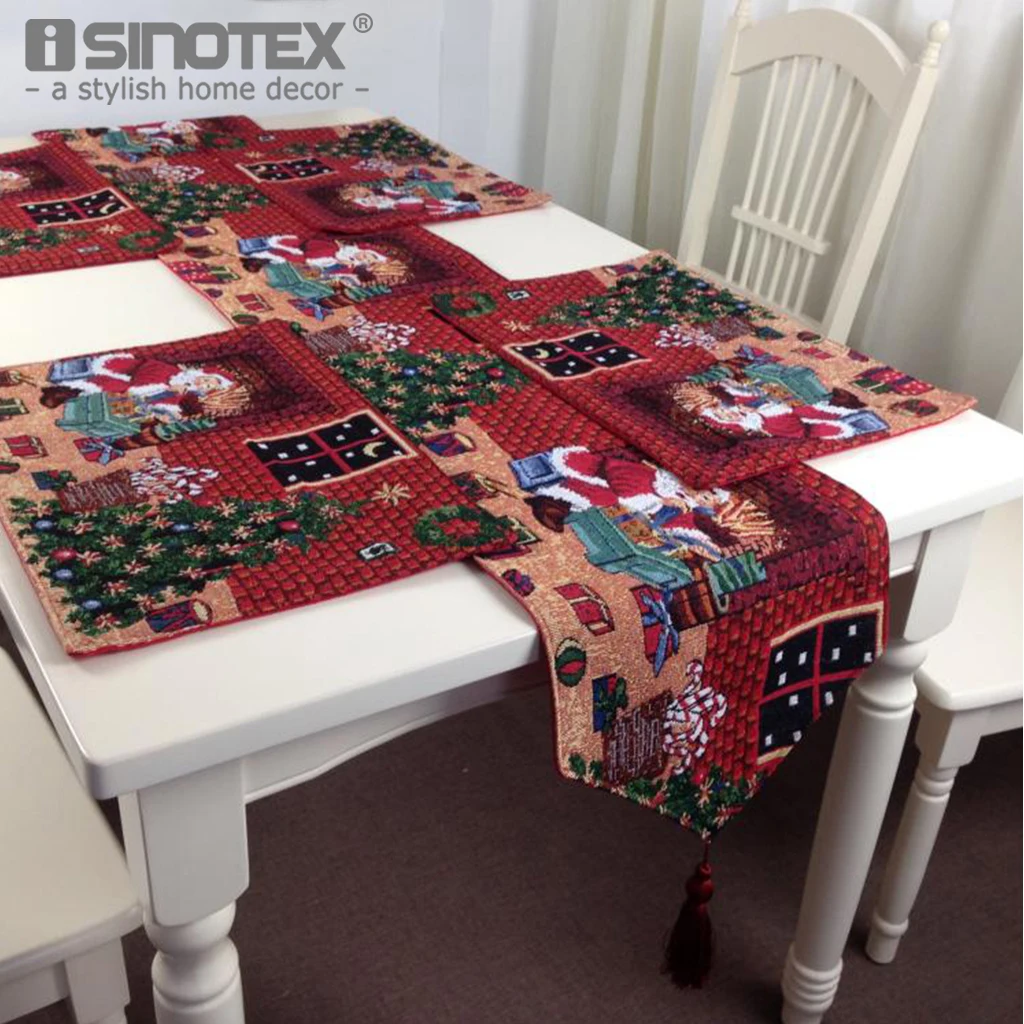 Новогодняя Рождественская Декоративная скатерть в виде флага Санта Клауса|table