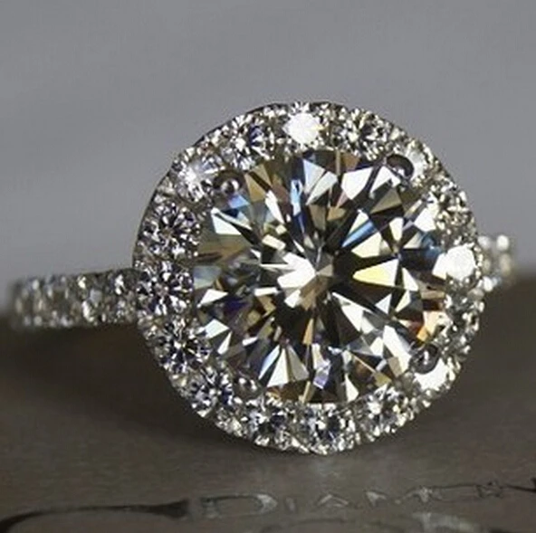

3 Carat Round Cut Halo Simulated Diamond Engagement forever wedding Ring Luxury jewelry love ring for women (BB)