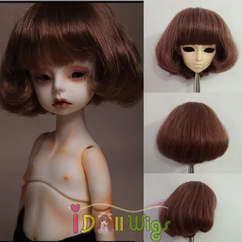 

Heat resistant browndish curly short bob wig for 1/3 1/4 1/6 joint bjd doll