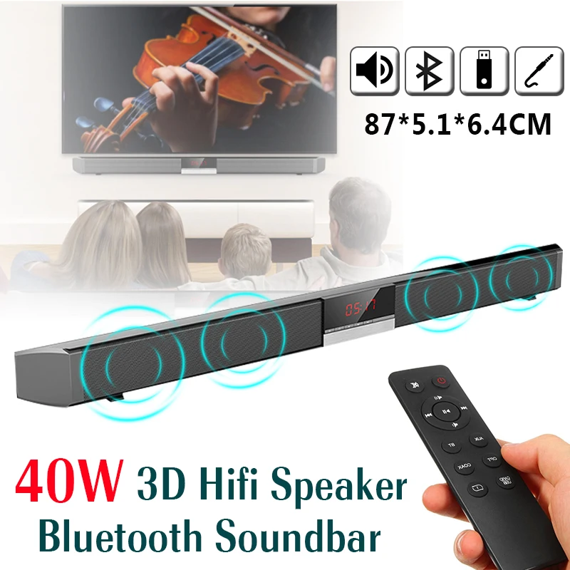 

4 Drivers 3D HiFi bluetooth Soundbar SR100 40W Remote Control Stereo Speaker Audio for Home TV Mobile Phone bluetooth Speaker