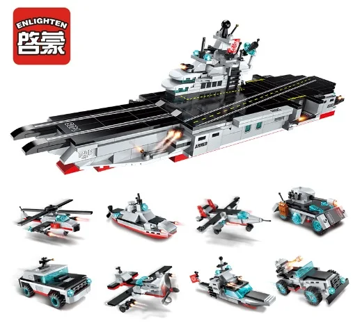 

Compatible Legoed 8 in 1 Military Army Warship Model Building Blocks Destroyer Aircrafted Carrier Bricks Kids Toys Gift