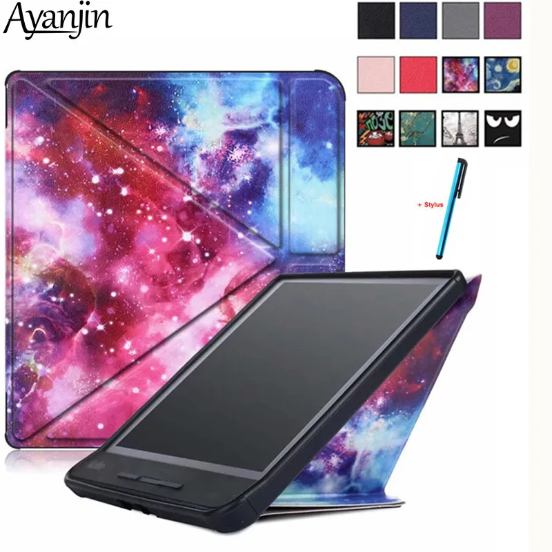 Cover For KOBO Forma 8" 2018 Capa Funda Printed PU Leather Flip Folio Case Kobo 8 inch Transformers Stand Back +Stylus | Компьютеры и