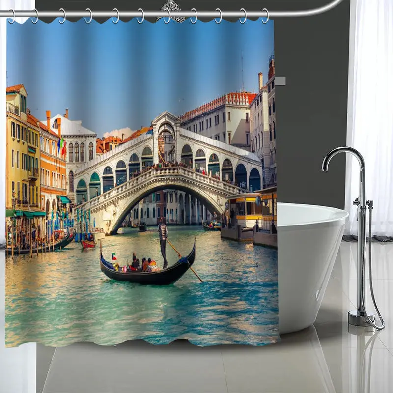 

Custom Venice Shower Curtain Polyester Bathroom Waterproof With Plastic Hooks Shower Curtain More Size