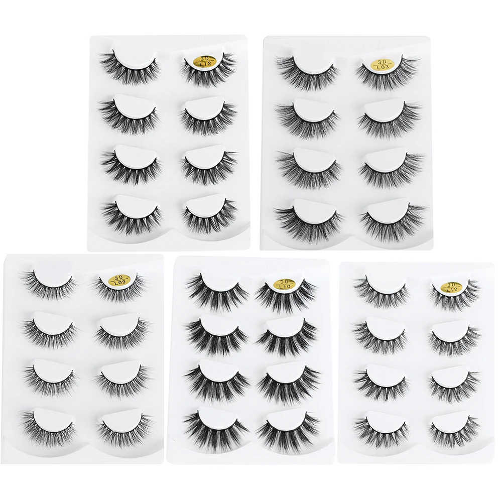 

4 Pairs 3D Mink Hair False Eyelashes Handmade Fake Mink Lashes Thick Crisscross Eye Lashes Wispy Natural Extension Makeup Tools