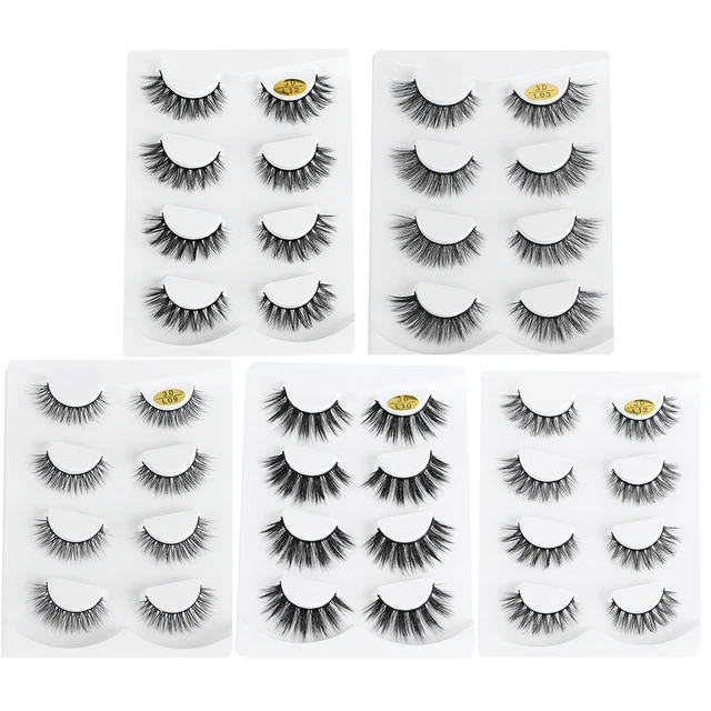 4 Pairs 3D Mink Hair False Eyelashes Handmade Fake Mink Lashes Thick