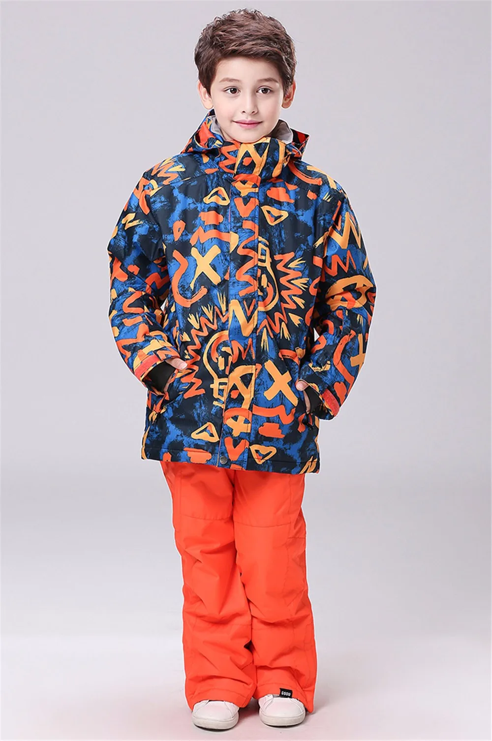 GSOU/зимние лыжные куртки для мальчиков; водонепроницаемая ветрозащитная Детская куртка для сноуборда; теплая яркая зимняя куртка; пальто