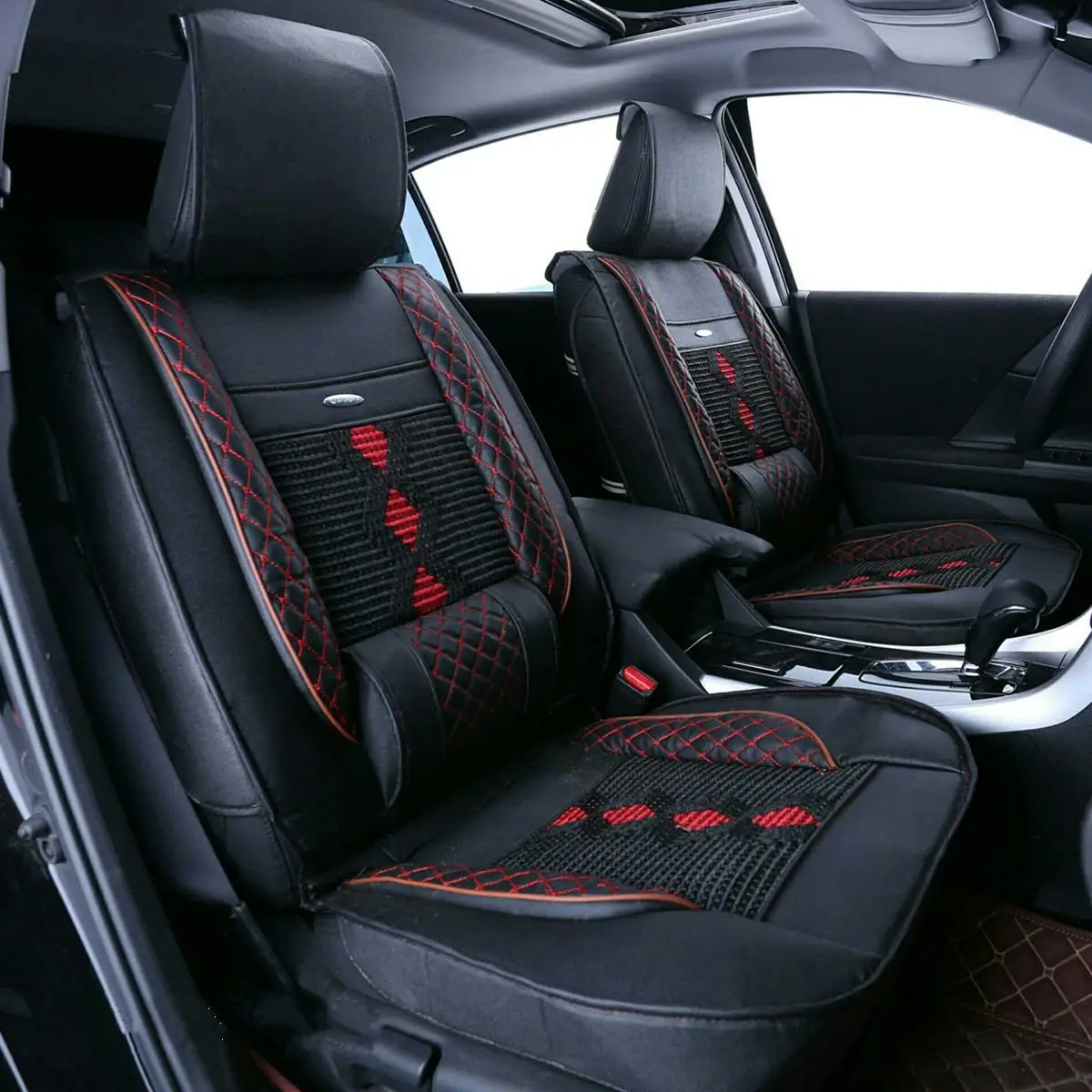 Audew 1 шт., полиуретановая Универсальная автомобильная кожаная шелковая накидка на переднее сиденье, чехол, защитная подушка, коврик, дышащий, черный/бежевый