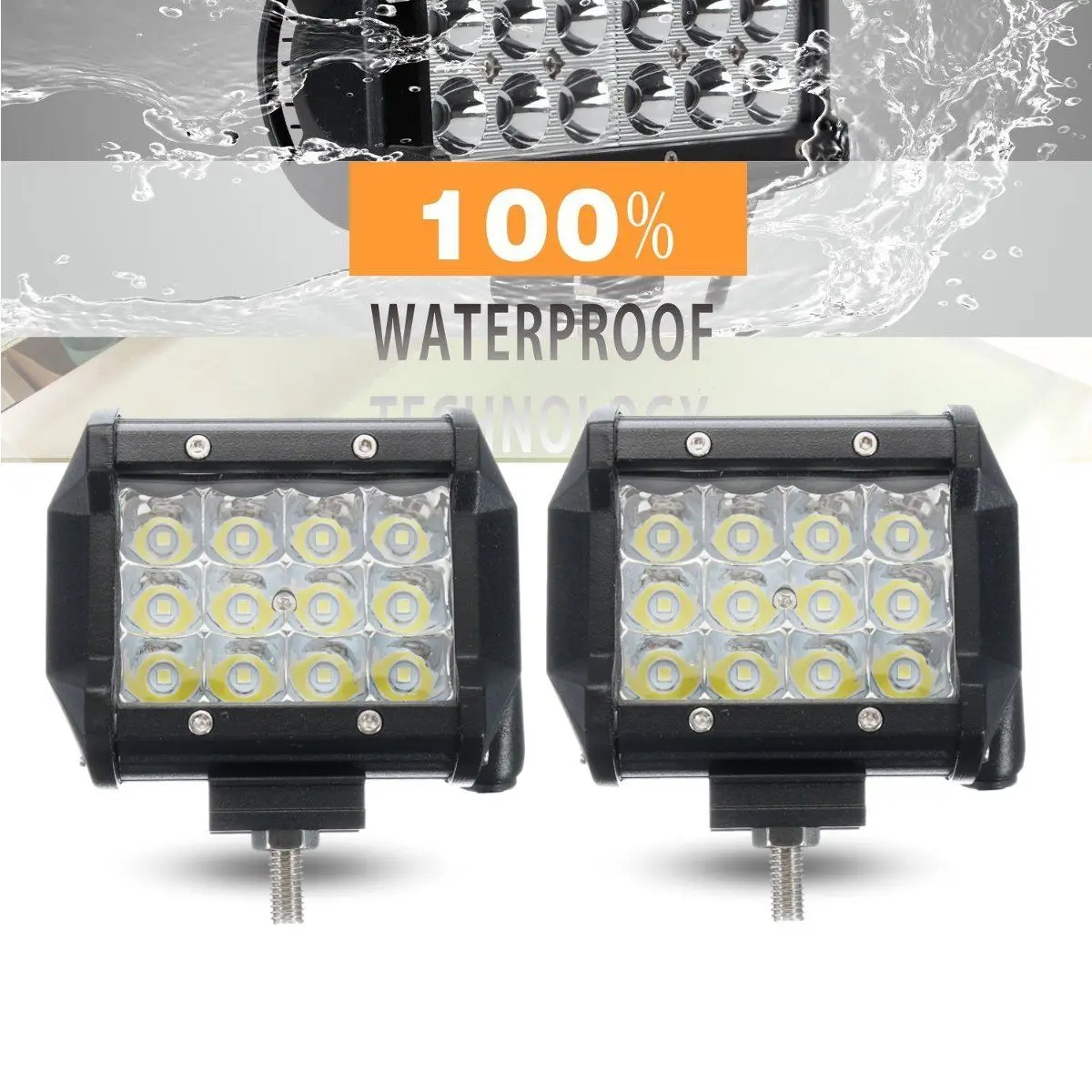 IKVVT 2pcs 5inch 36W LED Car Work Light Bar Flood Beam Off Road SUV Fog